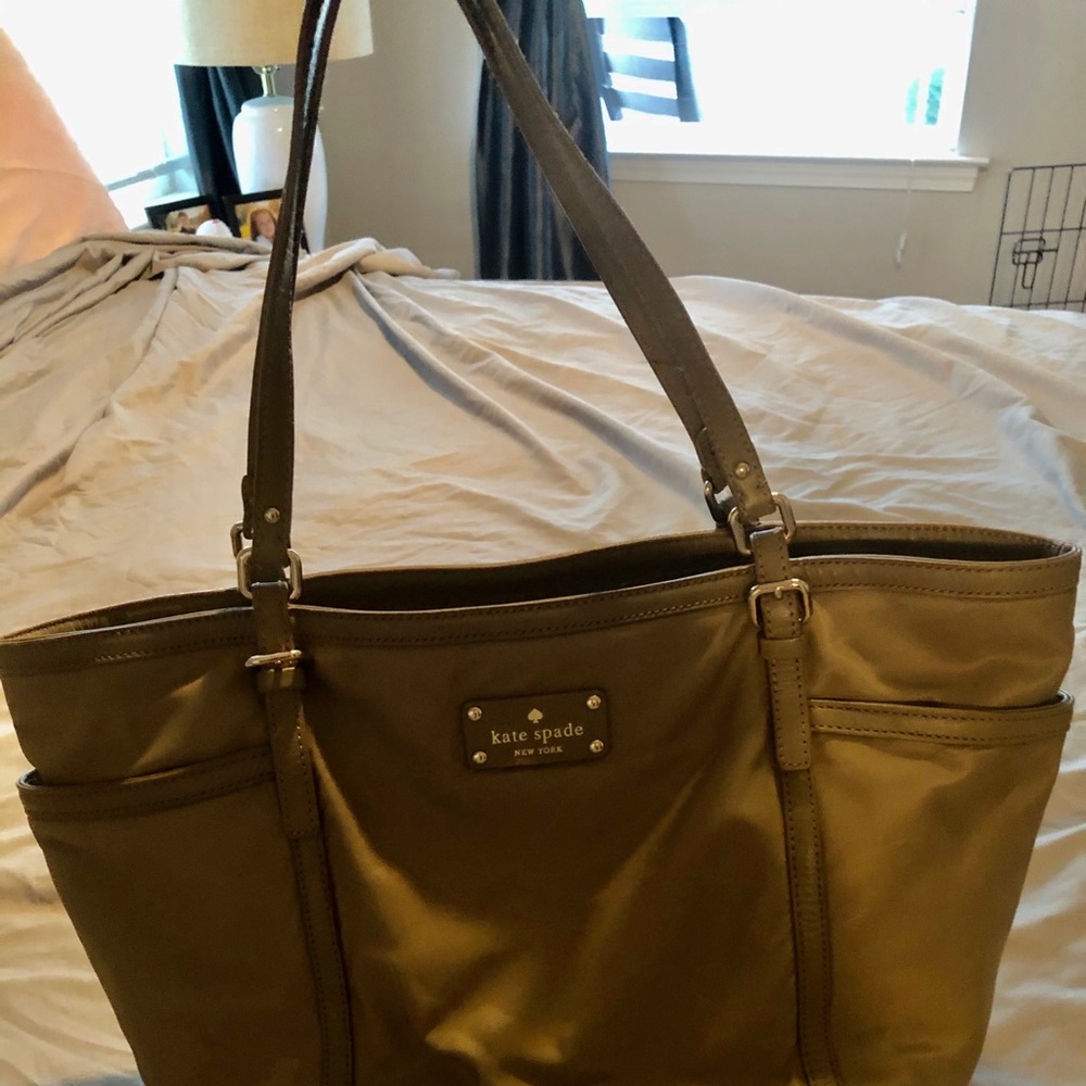 Taupe, medium sized, nylon, Kate Spade bag/tote
